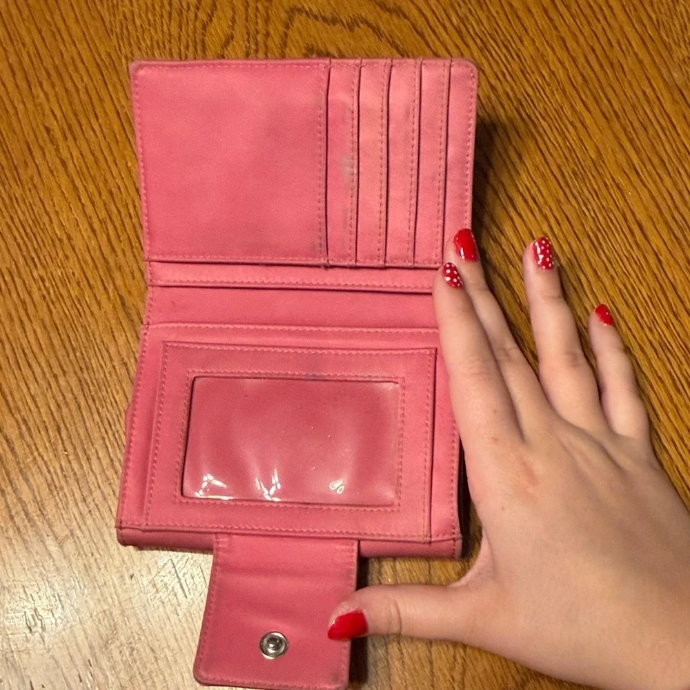 kate spade Pink Fold-Over Nylon Wallet with Logo Patch